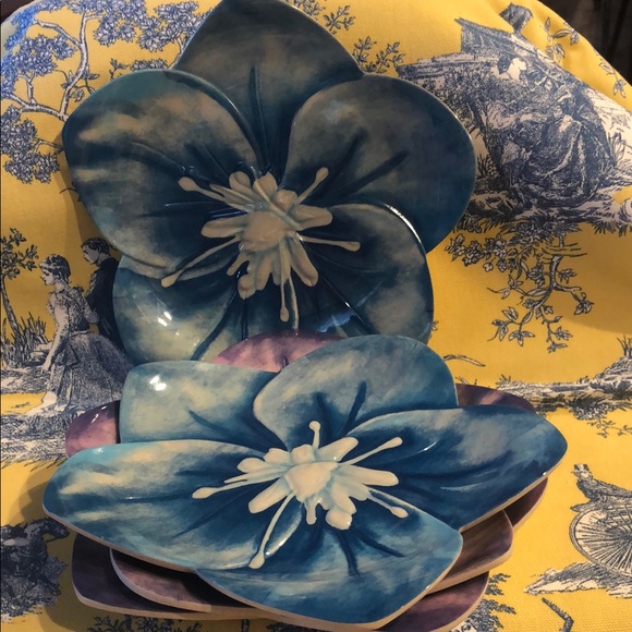 BBF Other - Blue Floral Bamboo plates. 4 total.